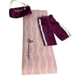American Girl Doll Yoga Warm Up Mat, Bag & Purple Velour Athletic 2003 Pants EUC